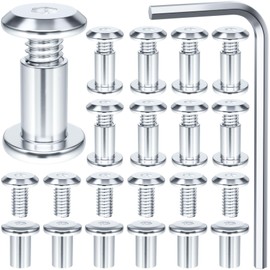HINZIC 19 Set M4 x 8mm Binding Post Screw Hex Drive Socket Cap Bolts Stainless Steel Binding Bolts and Barrel Nuts Kit with Hex Key for Furnitures Leather Belt Buckle