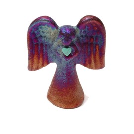 Raku Guardian Angel / Spirit Angel with Gemstone Heart