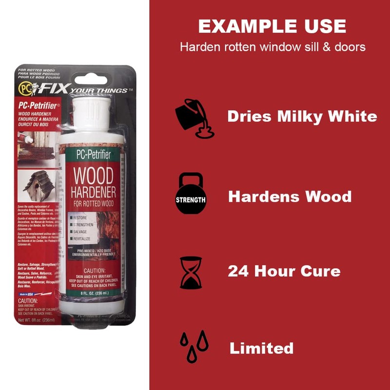 PC Products 84113 Rotted Wood Repair Kit, Water-Based Hardener, Epoxy