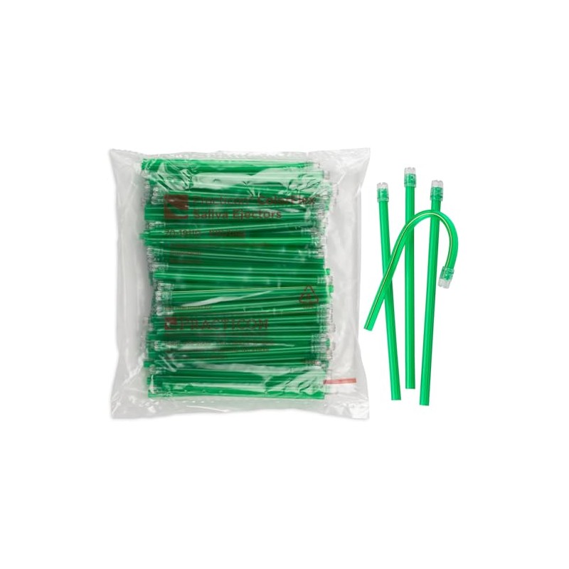 Practicon 7019110 GRE GRE Color-Flex Saliva Ejector, Green, Pack of