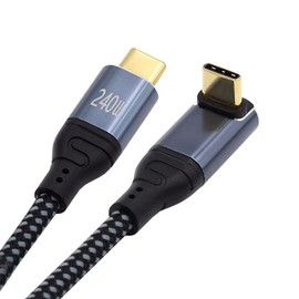 NFHK USB-C 240W Type-C Cable 480Mbps 48V 5A Up Down Angled 90 Degree Compatible with USB2.0 100W Charging for Laptop Tablet Phone 50cm