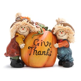 Hodao Thanksgiving Scarecrow Decoration - Cute Scarecrow Hugging Pumpkin - Fall Thanksgiving Indoor Decor - Thanksgiving Gift