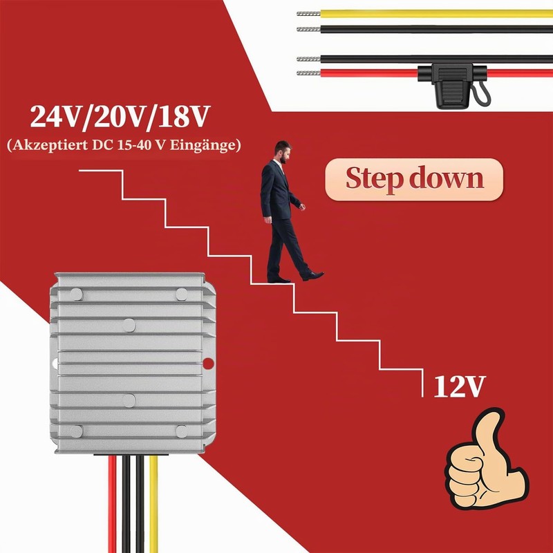 24V to 12V Voltage Converter, DC Converter 24V 12V 20A