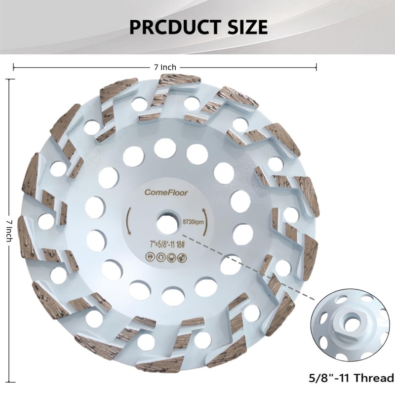 7 Inch Diamond Grinding Cup Wheel for Concrete & Masonry,