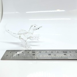 Sansukjai Dinosaur Miniature Figurines Hand Blown Clear Glass Art Animals Collectible Gift Home Decor (Spinosaurus Clear)