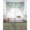 Sage Green Eucalyptus Leaves Swag Valances for Kitchen Window, Spring