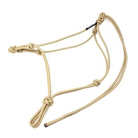 Knotty Girlz Horse Rope Training Halter - 4 Knot 1/4" Stiff Halter Cord - Used by Famous Trainers Multiple Sizes Multiple Colors (Beige, Large)
