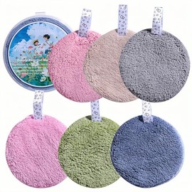BS-MALL 6 discos desmaquillantes reutilizables con caja redonda - Toallitas suaves de agua micelar para sombras de ojos y limpieza facial - Suaves par