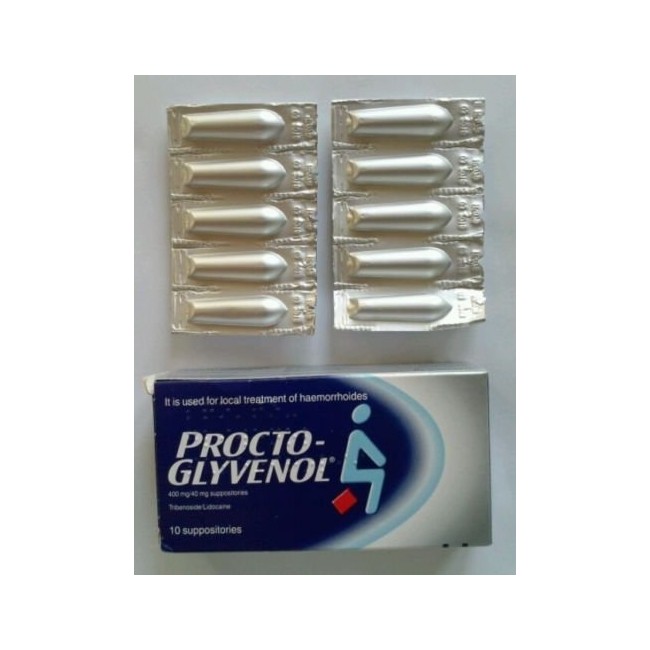 Procto Glyvenol Suppositories for the local treatment of Haemorrhoids Pack of 10. WE SHIP WORLDWIDE by Procto Glyvenol