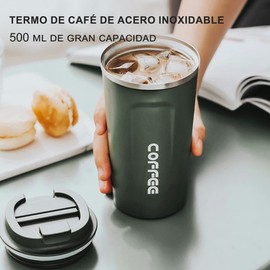 MOYAC Termos para Cafe de 510 ml, Termo Agua de Gran Capacidad de Acero Inoxidable, Termo Cafe al Vacío para Conservación del Calor y el Frío, Adecuada para Preparar Leche, Café, Té (Verde)