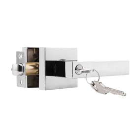 Gobrico Heavy Duty Entry Door Handle Polished Chrome Keyed Entry Lock Square Entry Door Lever with Lock Exterior Interior Entrance Lever for Office or Front Doors 1 Pack