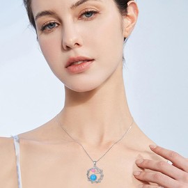 ZPMMPZ Tulip Necklace Sterling Silver Tulip Flower Pendant Necklace Turquoise Jewelry Gift for Women