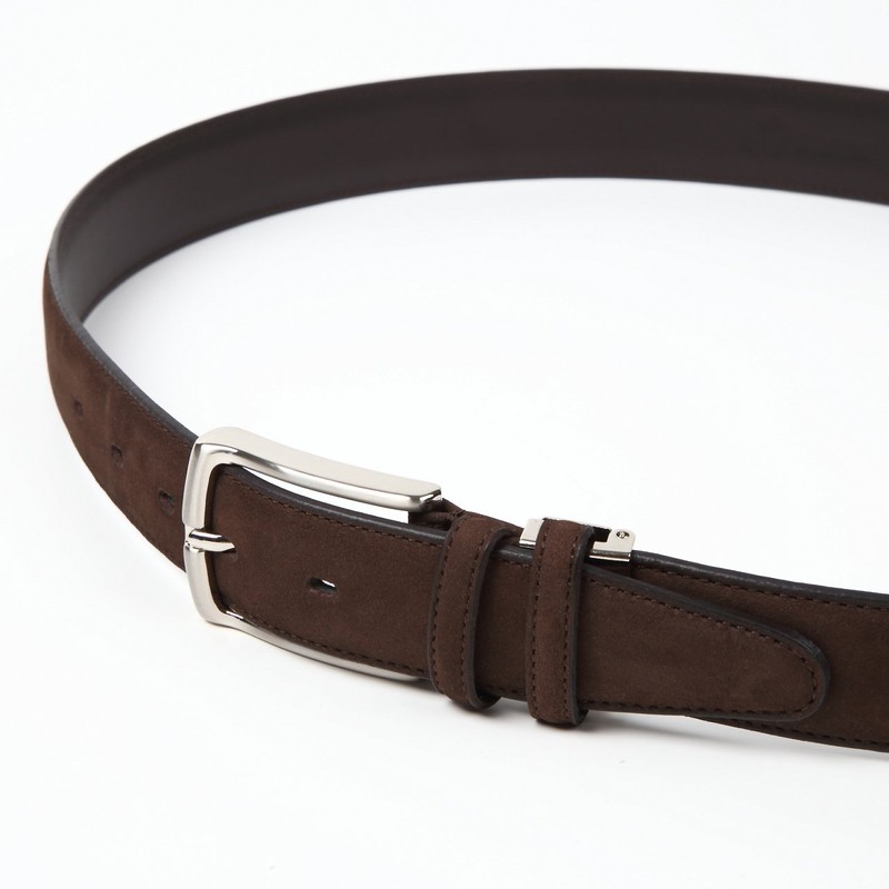 Ojier KE21228-39-BROWN Men's Belt, Genuine Leather, Cowhide Leather, Suede Nubuck,