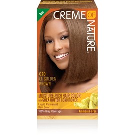 Creme of Nature Moisture Rich Liquid Hair Color by Creme of Nature, C20 Light Golden Brown, with Shea Butter Conditioner, 1 Application