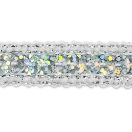 Expo International Single Row Starlight Hologram Sequin with Sparkle Edge Trim, 20-Yard, Silver