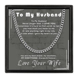 SUNSH Men's Cuban Link Necklace for Husband Boyfriend To My Boyfriend/Husband Silver Stainless Steel 6 mm Hip Hop Anniversary Birthday Jewellery for Men 18/22/26 inches, Stainless Steel, No Gemstone