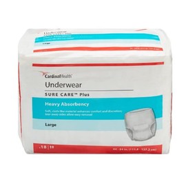 Covidien 1615 Sure Care Protective Underwear, Heavy Absorbency, 44" - 54" Size, Large (Pack of 18)