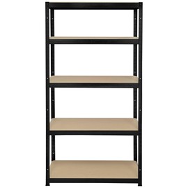 TOOLCRAFT TO-8689791 Heavy Duty Shelving Unit 265 kg (W x H x D) 900 x 1800 x 450 mm Metal, MDF Matt Black Wooden Floor