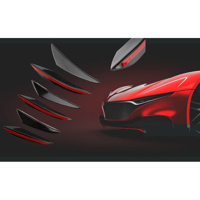 Front Lip Spoiler Splitter, 6 Pieces Gloss Black Car Front