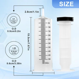500mL Large Plastic Syringe for Liquid Measuring & Dispensing – Graduated Applicator with Tip Cap