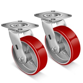 FOVERSWIVE 6"x2" Caster Wheels- Heavy Duty Casters, Polyurethane Casters, Capacity up to 2500 Lb. Use for Platform Truck, U-Boat Cart, Workbenches (2 Swivel)