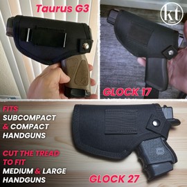 Universal Gun Holster for Men & Women, IWB/OWB Waist Belt Pistol Holster Fits for Taurus Glock Sig M&P 380 9mm Gun Holsters for Concealed Carry Handgun Right/Left Hand Draw Classic (Black)