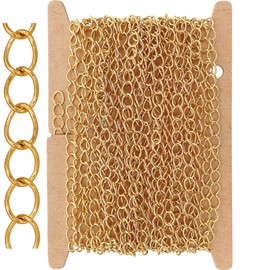 THREENEST 16.4-Feet Width 4mm Stainless Steel Gold Extander Chains, Soldered Cable Craft Tail Curb Chain for Necklace Bracelet Earring Jewelry Making