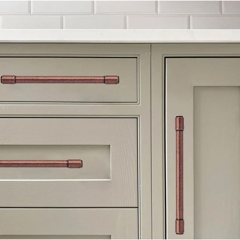 khtumeware 10 Pack 6-1/4 Inch(160mm) Antique Copper Cabinet pulls Kitchen