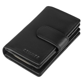 STILORD 'Tilda' Women's Leather RFID Wallet Large Vintage Purse for Women Leather Wallet with Many Compartments Genuine Leather, black, coin purse