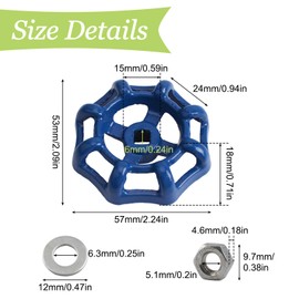 UFURMATE Faucet Handle 2 Pack Metal Outdoor Hydrant Round Wheel Handles Water Valve Replacement Square Brooch 6x6mm (Blue)