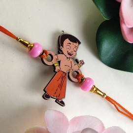 Crafty Creations Presents Traditional Designer Kid's Rakhi for Brother on Raksha Bandhan gifting (Orange Color Bheem Rakhi)