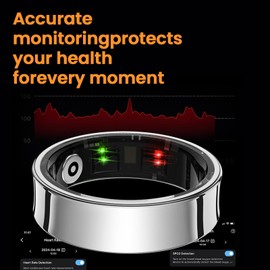 EOGBM Smart Rings for Men, Fitness Trackers for Women - Sleep Tracking Wearable - Heart Rate - Blood Oxygen - IP68 Waterproof (Silver, 10#)