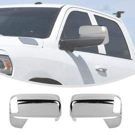 Linskip Driver and Passenger Side Mirror Cover with Side Protection Compatible with Ram 2500/3500 2019 2020 2021 2022, Door Mirror Bezel Caps for Ram 2500 3500 Exterior Accessories(Chrome)