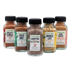 FreshJax Camping Seasoning Gift Set | 5 sampler sized Organic Spices and Seasonings | Grilling Gifts for Men, Dads, Father | Campfire Gift Set Packed in a Giftable Box