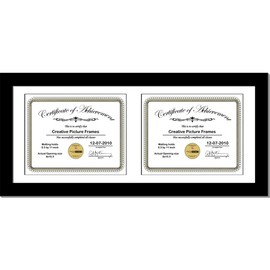 CreativePF [10x24bk-w] Black Horizontal Double Diploma Frame with 2 opening White Mat, Holds 2-8.5x11-inch Documents with Wall Hanger