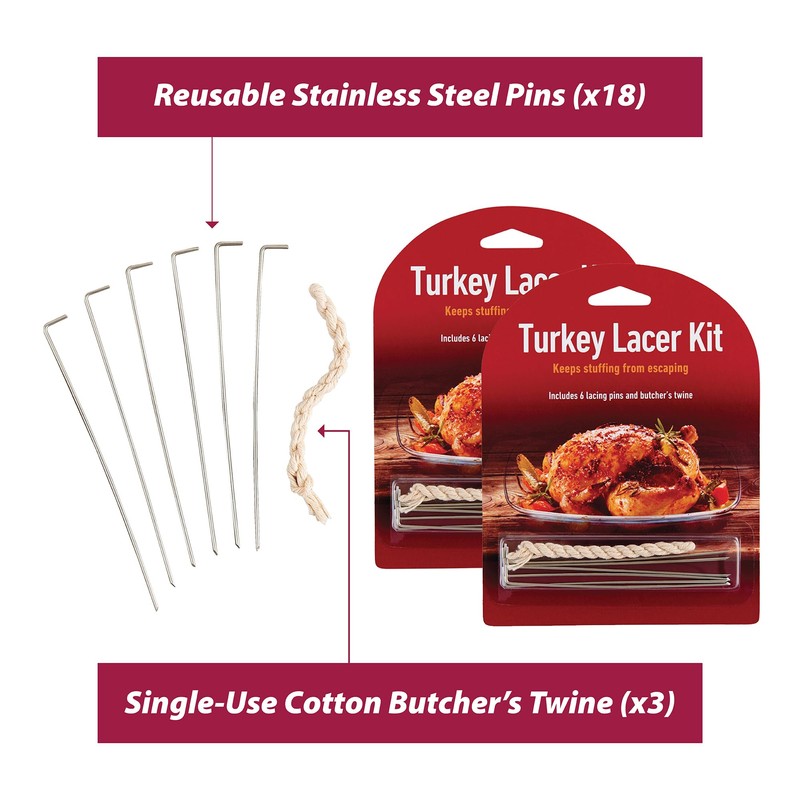 HIC Kitchen Roasting Turkey Lacer Kit: Reusable Pins & Butcher’s