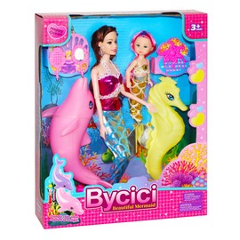 Baljinder Mermaid Dolls with Little Mermaid | Summer Mermaid Dive Bath Toys with Color Change Dolphin & Seahorse | Colorful Mermaid Pool Games for Girls 4-7 | Birthday Party Christmas