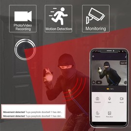 Zopsc Door Eye Hole IP Camera, 2MP Wide Angle Camera, 5G Dual Band Door Eyehole Camera, 1.6mm TUYA Intelligent APP Control, for Home Security. (US Plug)