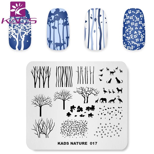 KADS Nail Stamping Plate Charming Fall Scenery Tree Defoliation Nature Template Image Design Plates for Nail Art Decoration and DIY Nail Art (NA017)