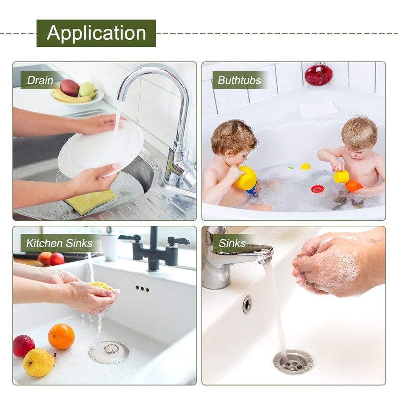 sourcing map 4Pcs Drain Stoppers, 4 Sizes Rubber Bathtub Stopper