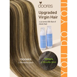 DOORES Hair Extensions Human Hair, Chocolate Brown Highlight Caramel Blonde 20pcs 50g 16 Inch, Tape in Hair Extensions Straight Hair Real Human Hair Skin Weft