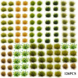 POMKON 126 PCS Miniature Grass, Static Grass Simulation Tufts Artificial Grass for Scenery Model Train Layout Landscape Dioramas