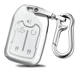 RFSRZ TPU Key Fob Case for 2017-2022 2023 2024 GMC Acadia Terrain Yukon Suburban Tahoe with Key Chain Key Holder (Silver)