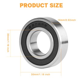 10 Pcs 6206-2RS Double Rubber Seal Bearings 30x62x16mm Bearing Steel and Double Rubber Sealed Miniature Deep Groove Ball Bearings