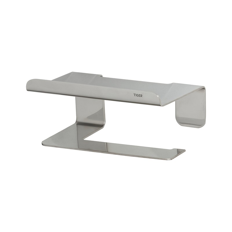 Tiger Colar Toilet Roll Holder with Shelf, Mounting Without Drilling,