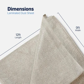 Cotton Dust Sheets for Decorating, Waterproof 12ft x 9ft Dust Sheets Twill Laminated Polythene Backed Reusable Paint Sheets for Floor, Staircase