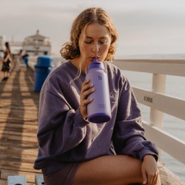 BOTTLE BOTTLE 32 oz Stainless Steel Insulated Water Bottle dark purple | Sport Water Bottle, with Straw, Dual-use Lid Design, for Gym, with Pill Box