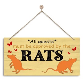 Rats Sign, Novelty Door Sign, Decorative Wall Plaque, Rats Welcome Decor for Front Door, Pet Decoration, Rustic Door Hanger, Farmhouse Home Decor, All Guests Must Be Approved By the Rats sign