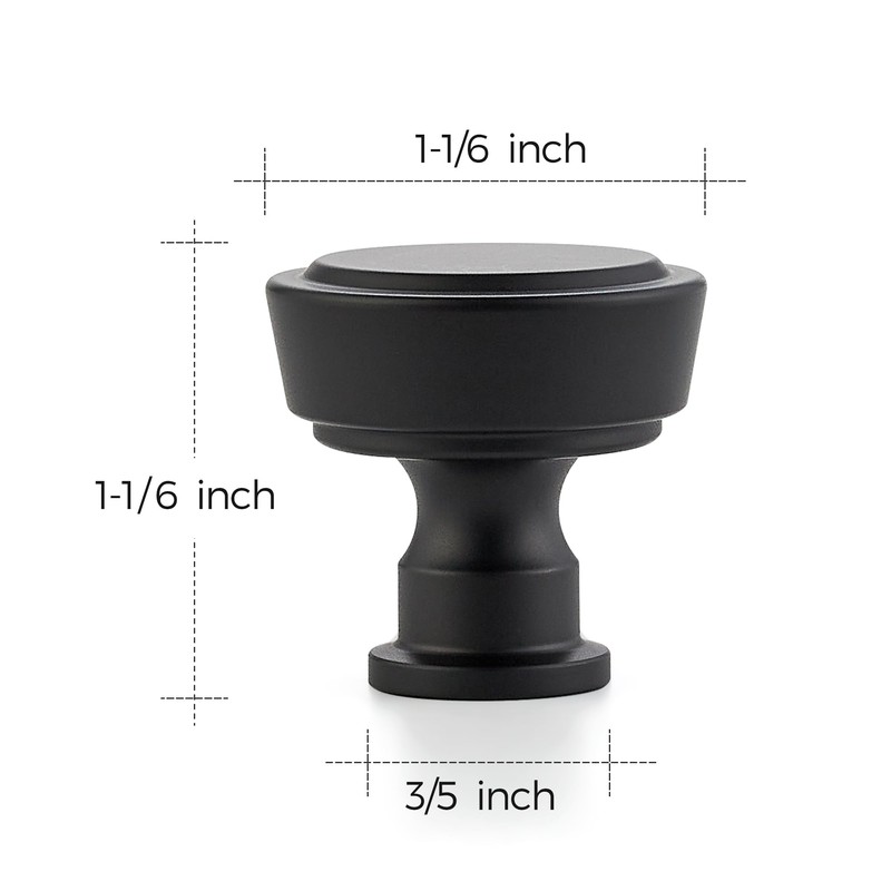 Ravinte 20 Pack Matte Black Kitchen Cabinet Knobs Single Hole