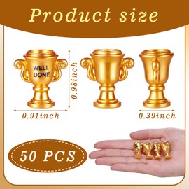 Leinuosen 50 Pcs Well Done Tiny Trophy Bulk Mini Resin Inspirational Award Trophy Miniatures Figurines Well Done Employee Appreciation Gifts for Events Recognition Adults Office Graduation